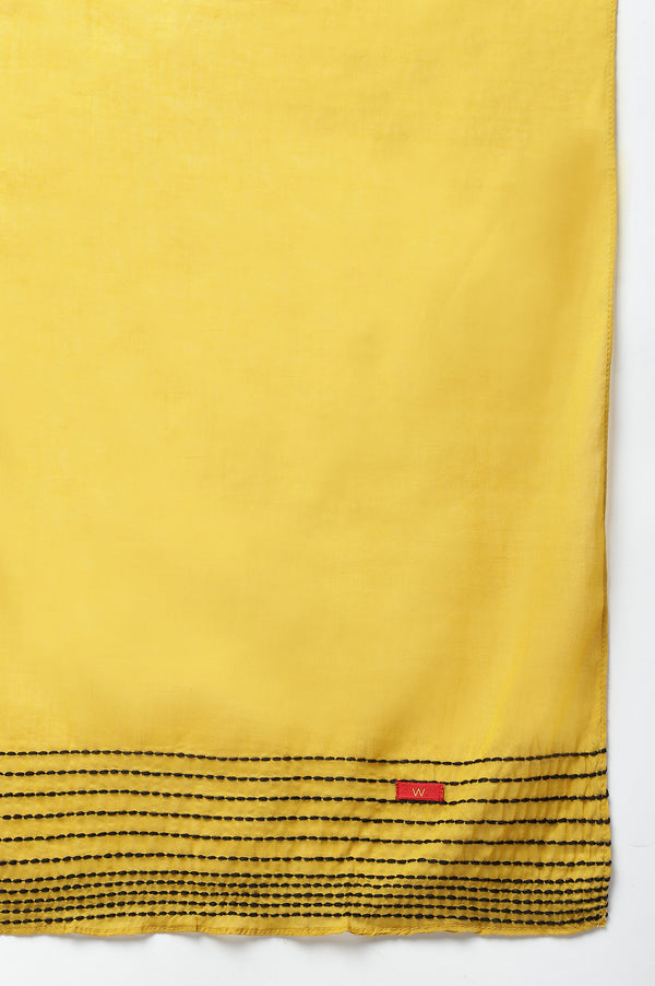 Dark Yellow Cotton Dupatta With Pinfold Border