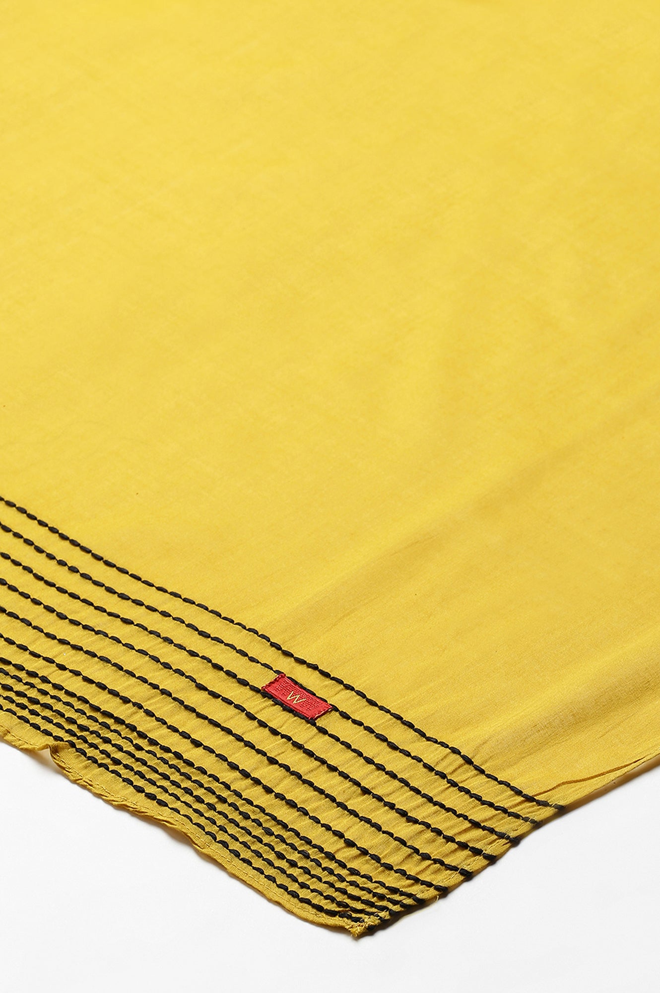 Dark Yellow Cotton Dupatta With Pinfold Border
