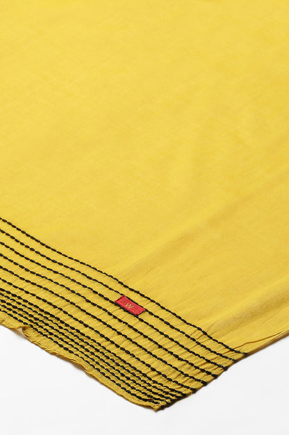 Dark Yellow Cotton Dupatta With Pinfold Border