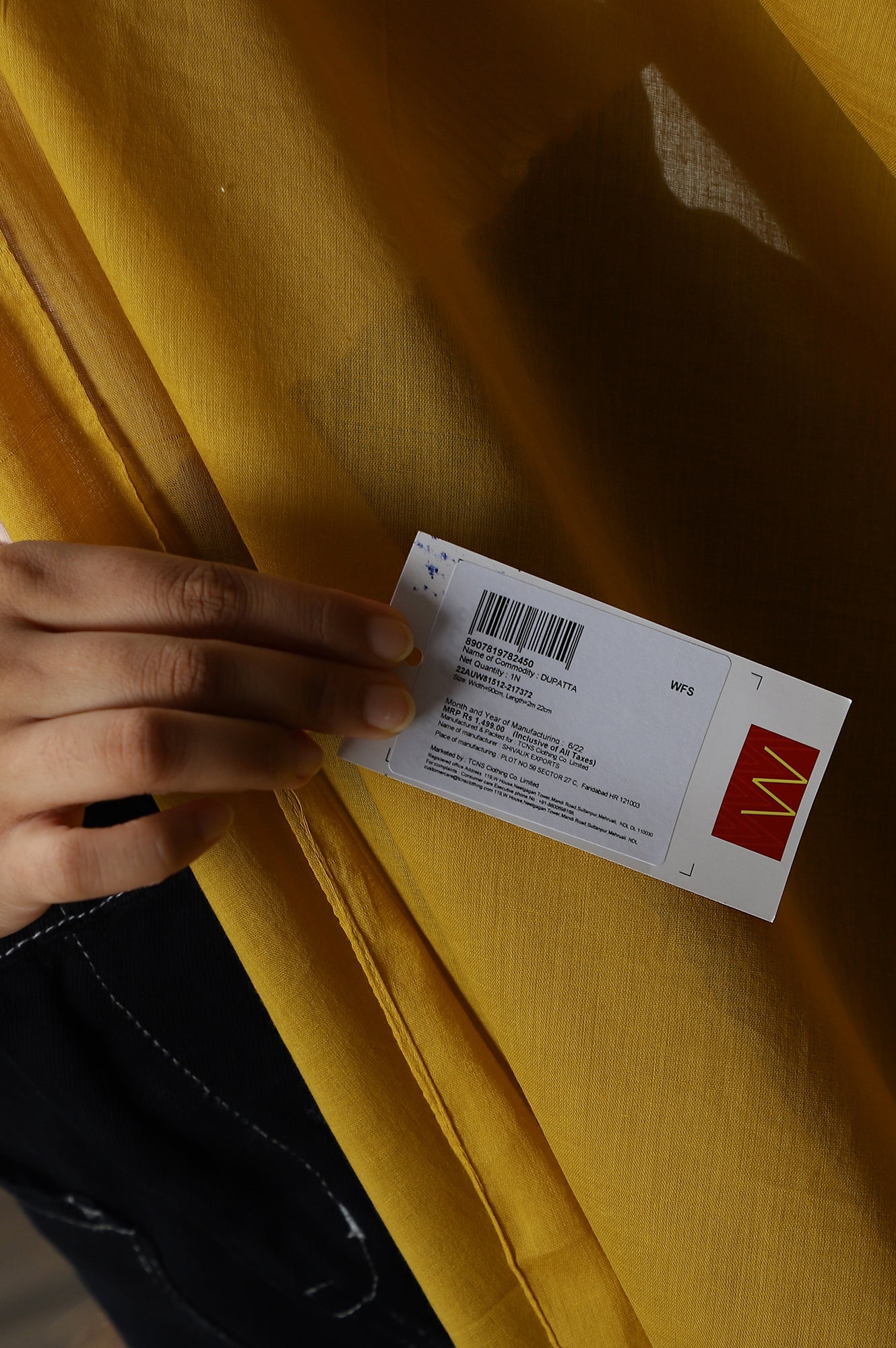 Dark Yellow Cotton Dupatta With Pinfold Border