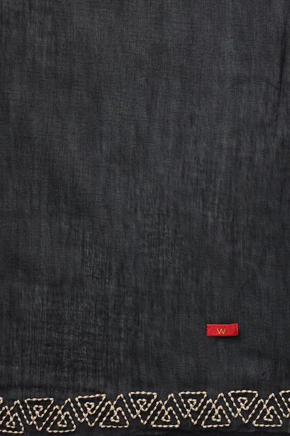 Black Embroidered And Patti Detail Dupatta