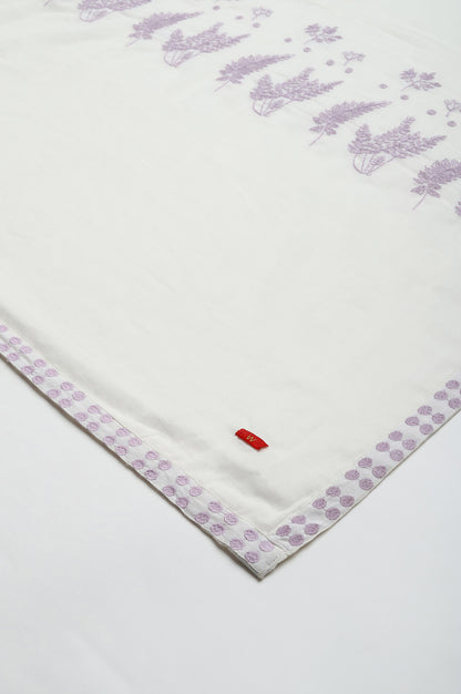 Ecru Women Voile Embroidered Dupatta