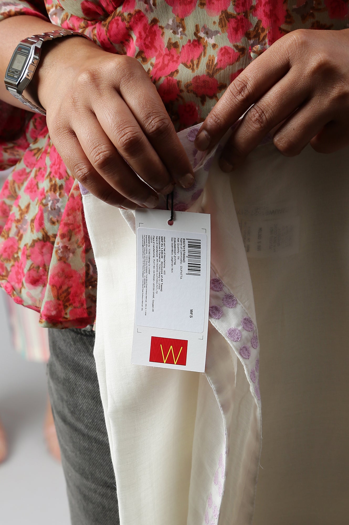 Ecru Women Voile Embroidered Dupatta