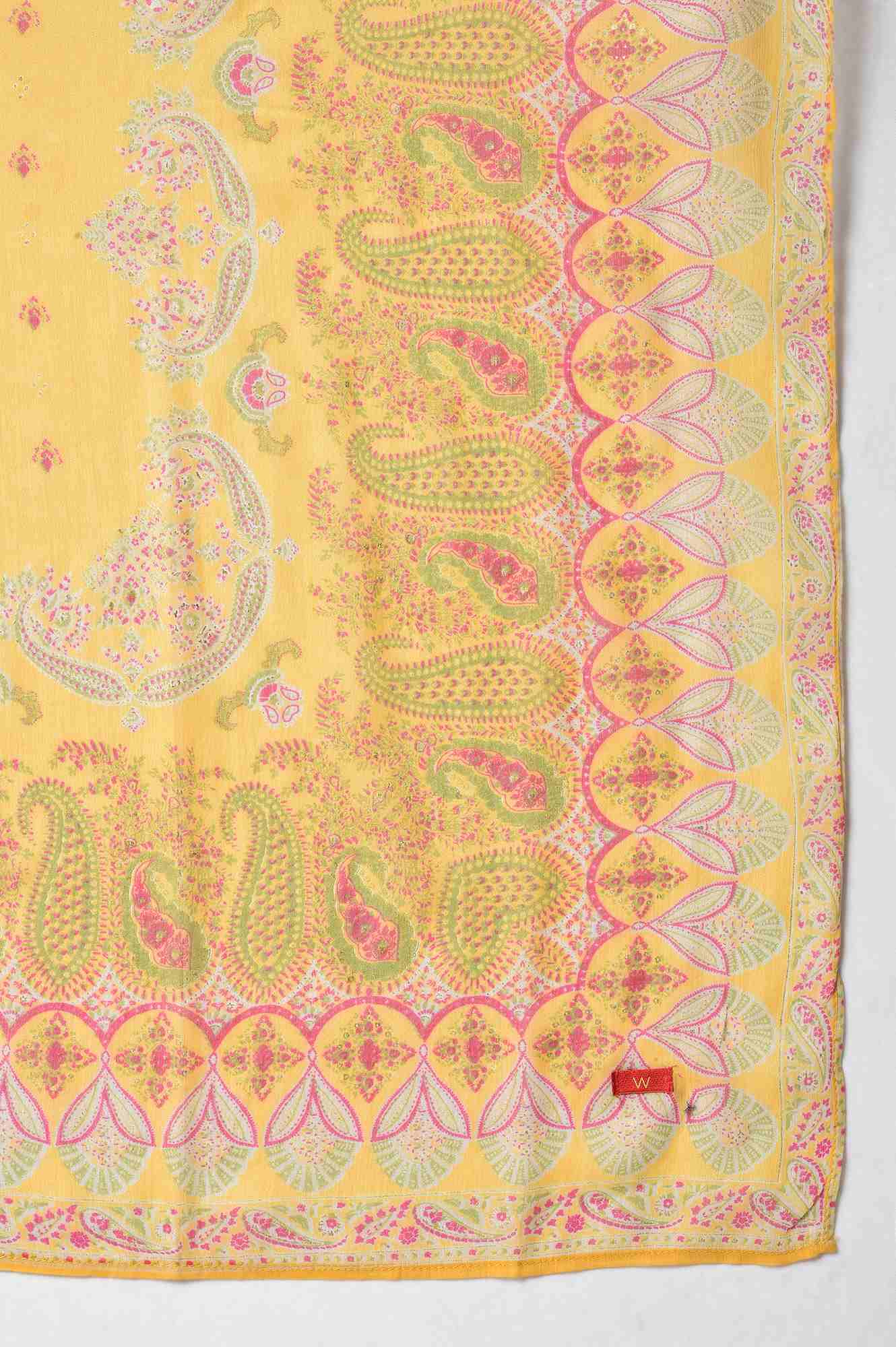 Light Yellow Chiffon Floral Print Dupatta