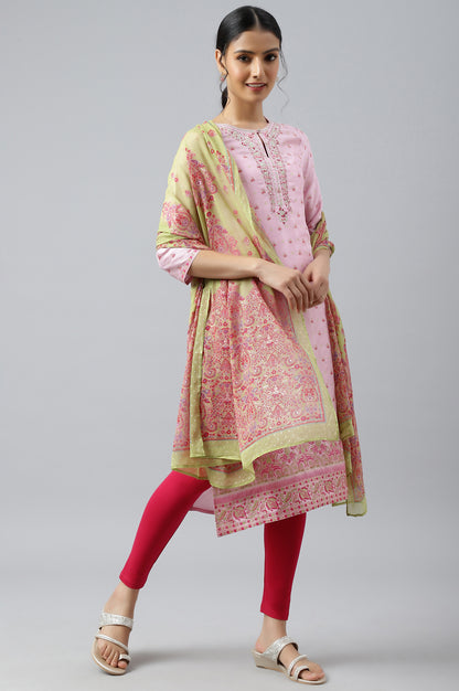 Green Chiffon Floral Print Dupatta