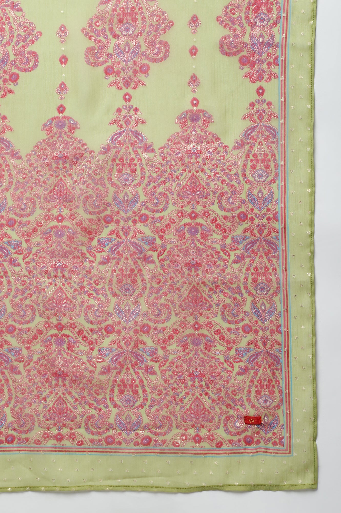 Green Chiffon Floral Print Dupatta