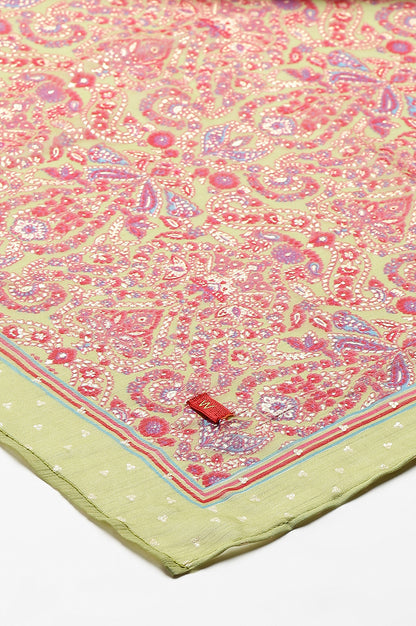 Green Chiffon Floral Print Dupatta