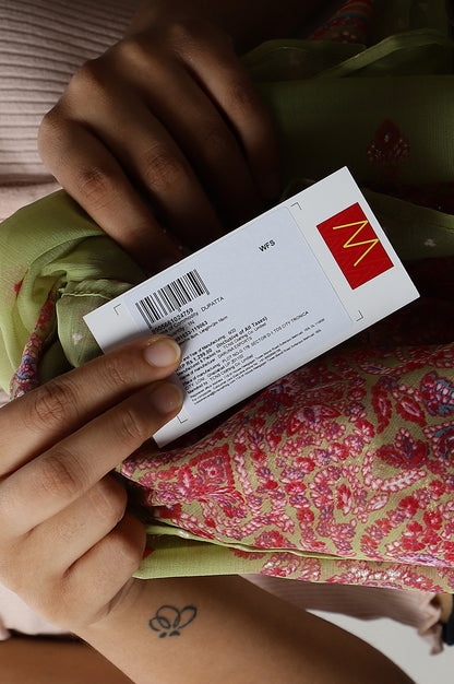 Green Chiffon Floral Print Dupatta