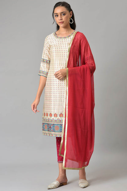 Red Crinckled Chiffon Dupatta