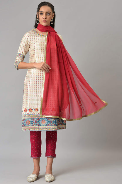 Red Crinckled Chiffon Dupatta
