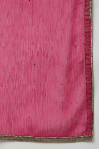 Magenta Crinckled Chiffon Dupatta With Mukaish