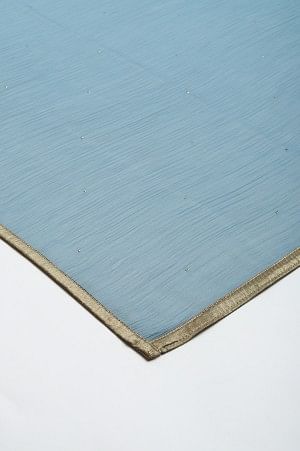 Blue Crinckled Chiffon Dupatta With Mukaish