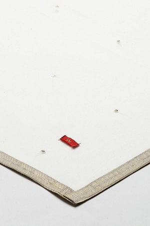 Ecru Mesh Dupatta With Sequins