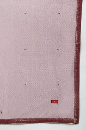 Dark Purple Mesh Dupatta With Sequins