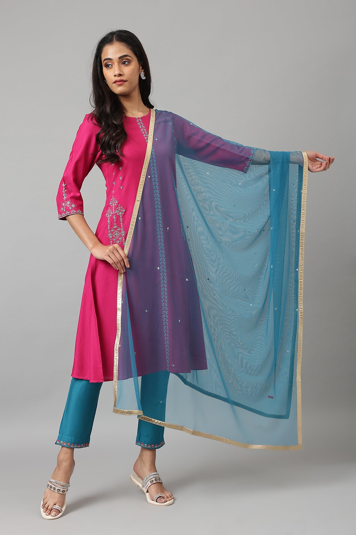 Teal Blue Mesh Drape - FS