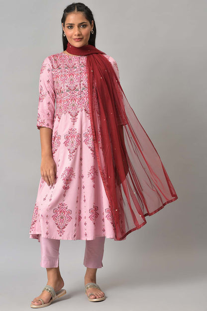 Maroon Mesh Dupatta With Printed Border