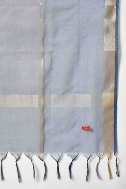 Navy Blue Organza Dupatta With Zari Woven