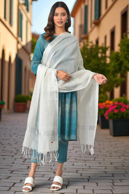 Silver Solid Kota Dupatta