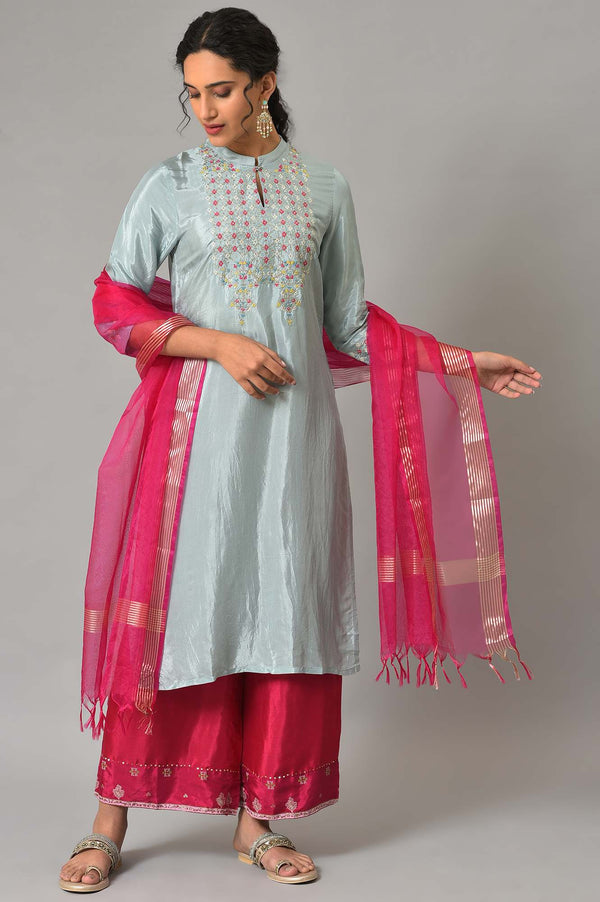 Dark Pink Organza Dupatta