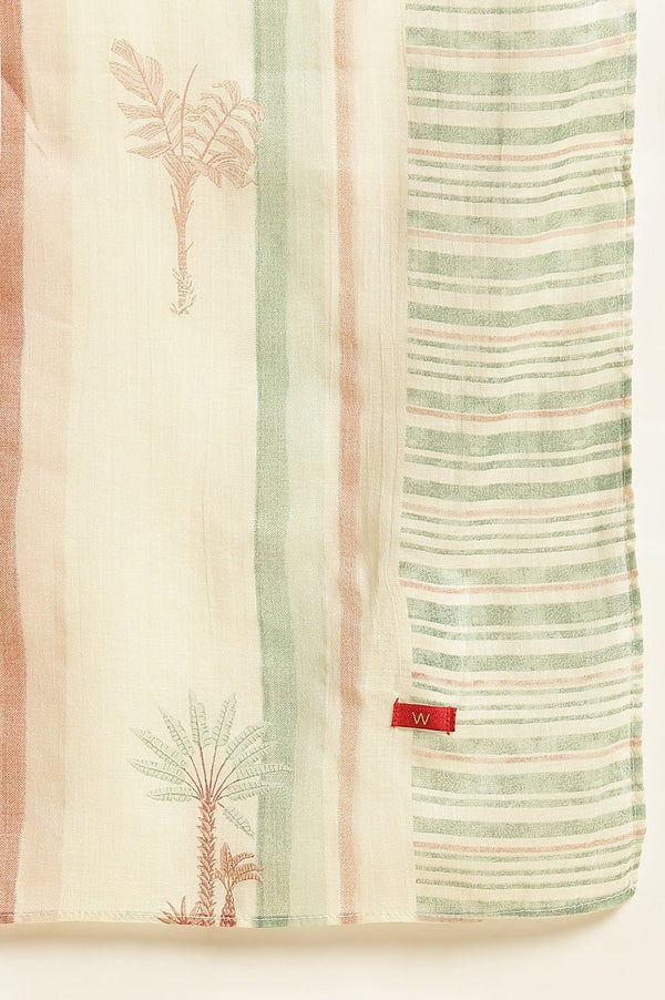 Off White Striped Printed Dupatta