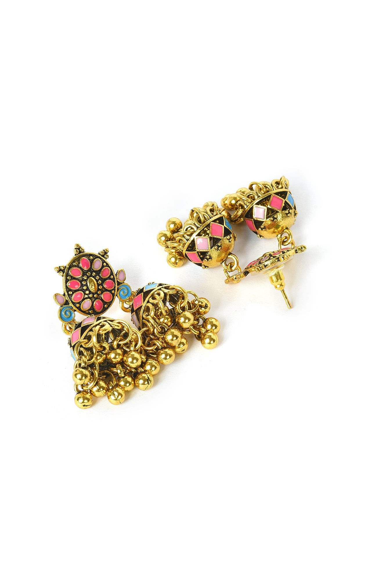 Multi Coloured Enamelled Jhumkas