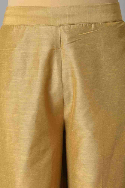 Olive Green Embroidered kurta With Gold Parallel Pants - wforwoman