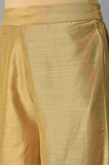 Olive Green Embroidered kurta With Gold Parallel Pants - wforwoman