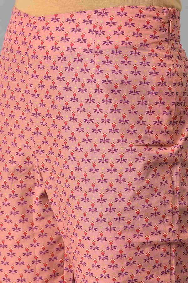 Dark Purple Floral Button Down Dress With Printed Slim Pants