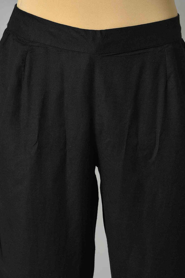 Brick Red Thread Embroidered Kurta Set with Black Pants