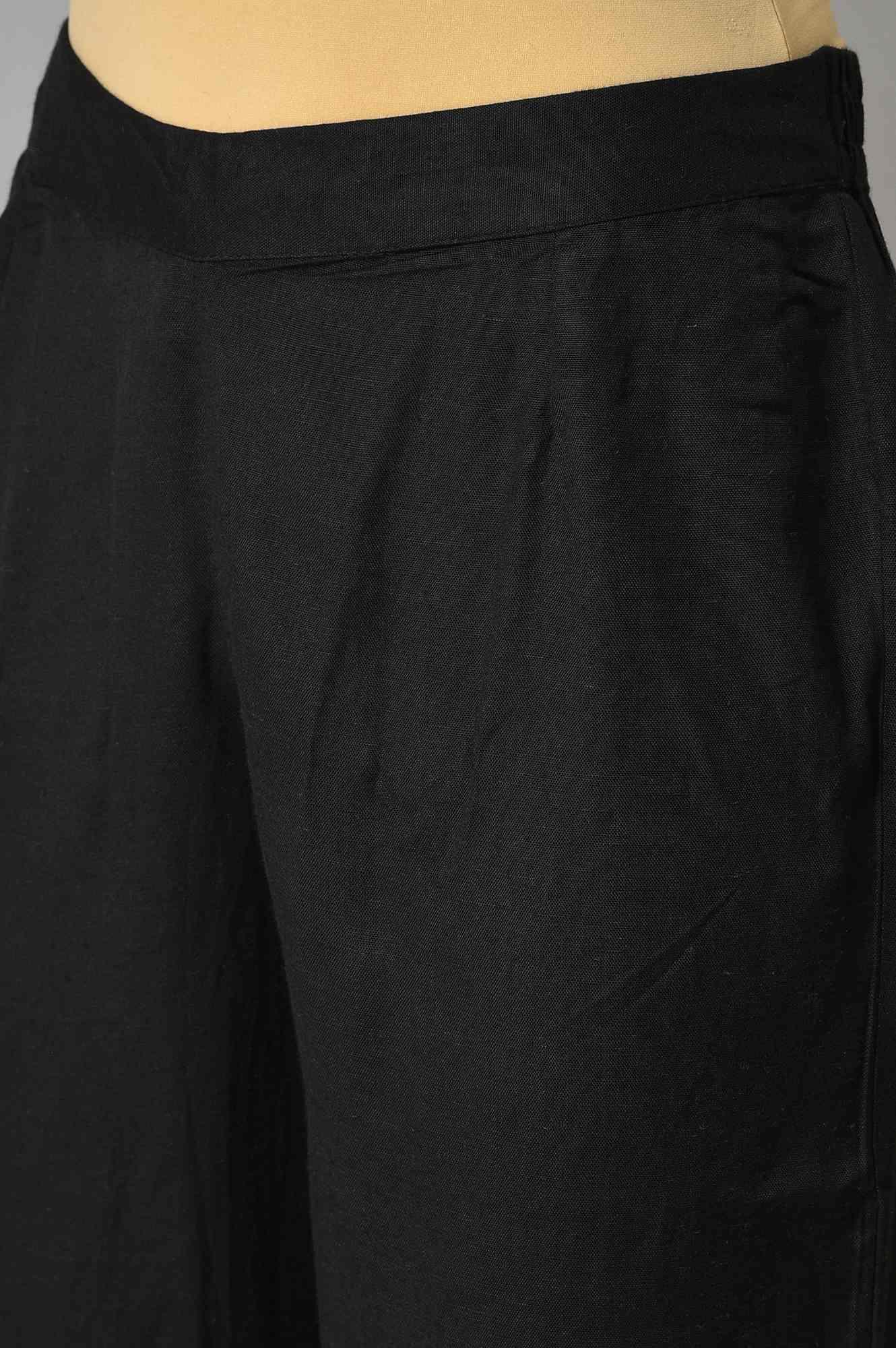 Brick Red Thread Embroidered kurta With Black Straight Pants - wforwoman