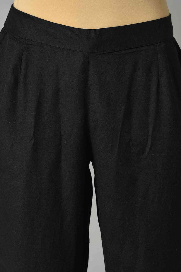 Black A-Line Box Pleated kurta With Straight Pants