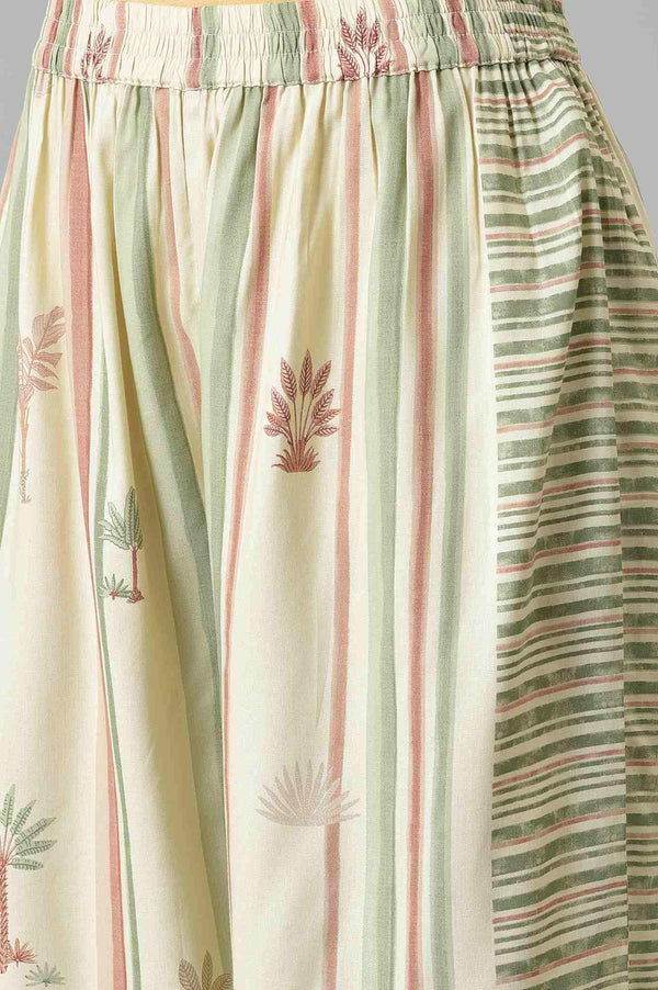 Light Green Embroidered Straight Kurta with Printed Parallel Pants and Dupatta Set