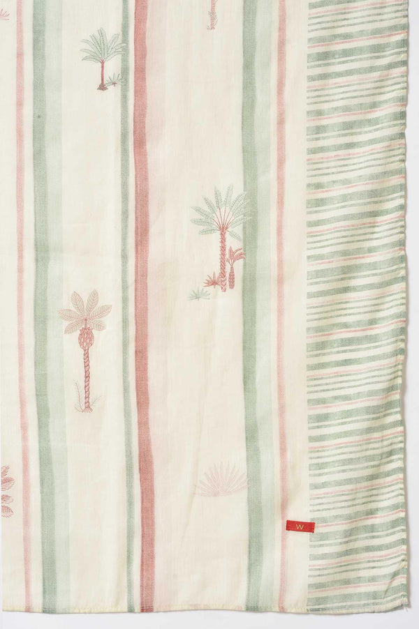 Light Green Embroidered Straight Kurta with Printed Parallel Pants and Dupatta Set