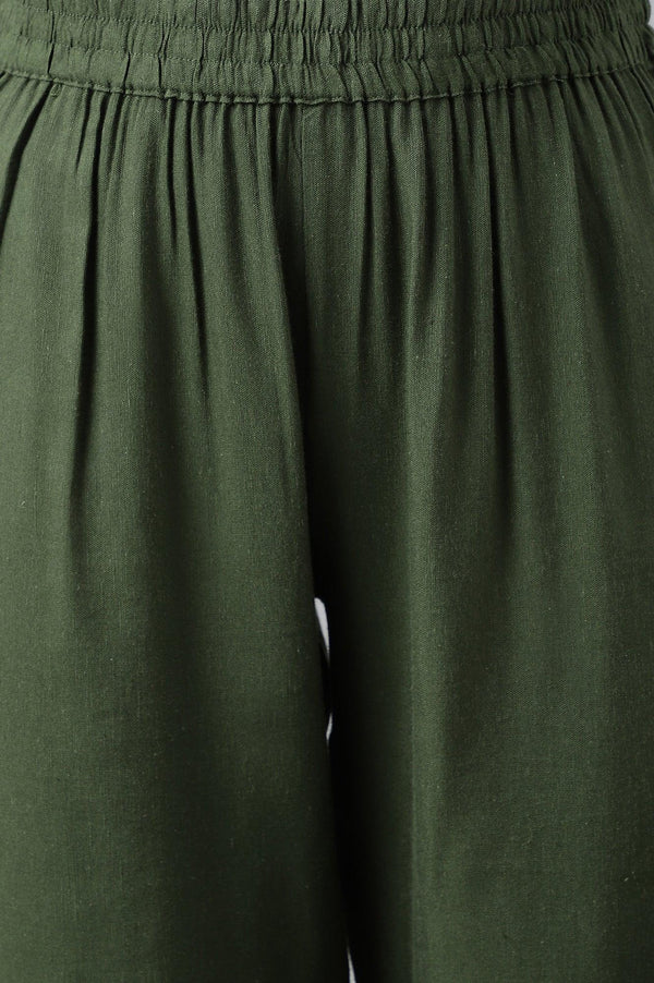 Dark Green A-Line Kurta with Straight Pants