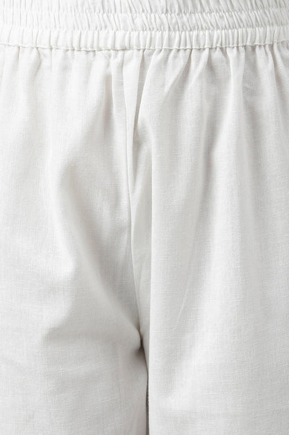 Ecru Textured Schiffli kurta With Pants Set - wforwoman