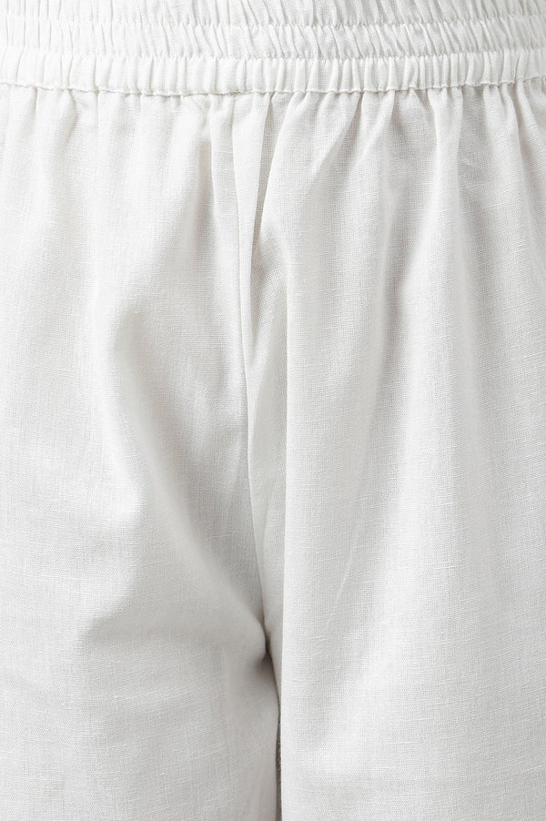 Ecru Textured Schiffli kurta With Pants Set