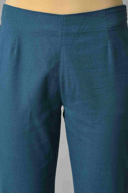 Bright Multi-Coloured A-Line kurta With Blue Slim Pants - wforwoman