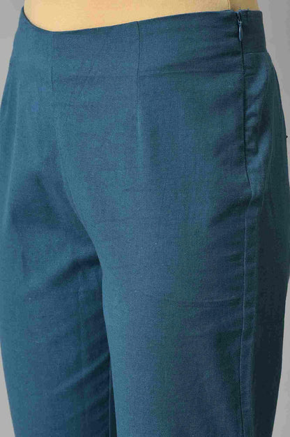 Bright Multi-Coloured A-Line kurta With Blue Slim Pants - wforwoman