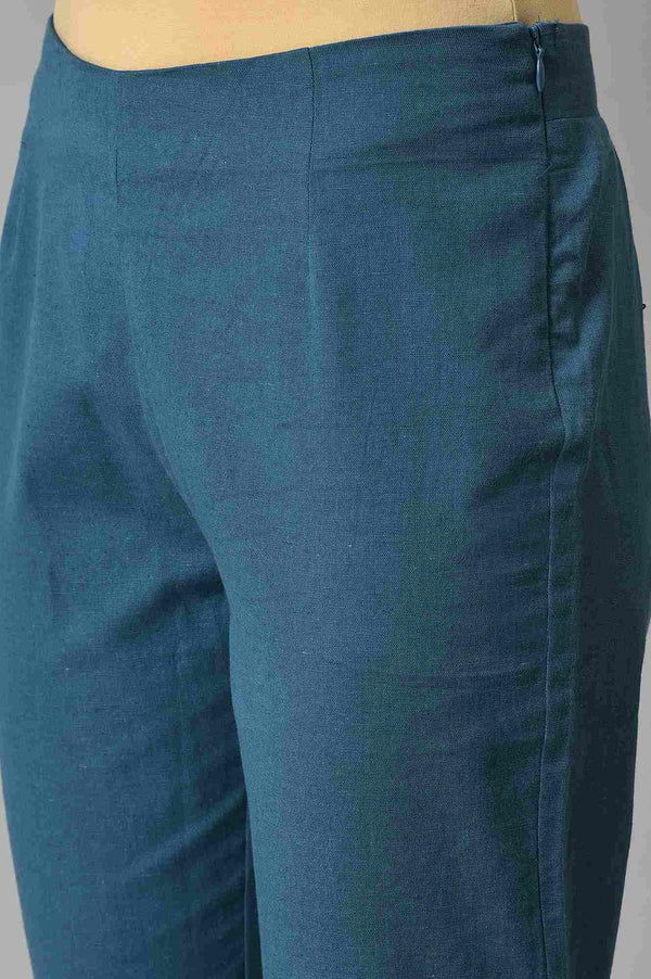 Bright Multi-Coloured A-Line kurta With Blue Slim Pants