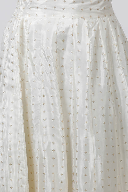 Marine Green A-Line Glitter Printed Kurta, Pants And Dupatta Set