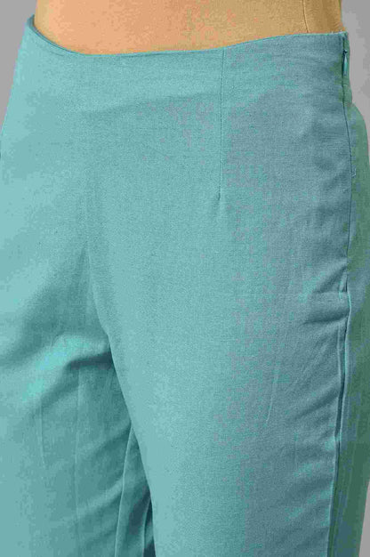 Yellow Glitter Printed kurta With Blue Slim Pants - wforwoman