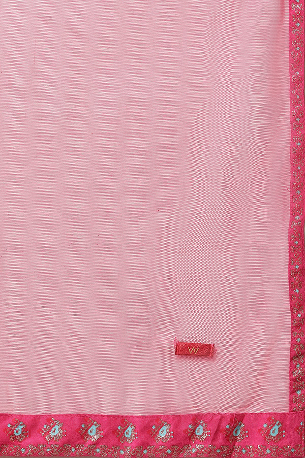 Yellow Glitter Printed A-Line Kurta, Tights And Dupatta Set