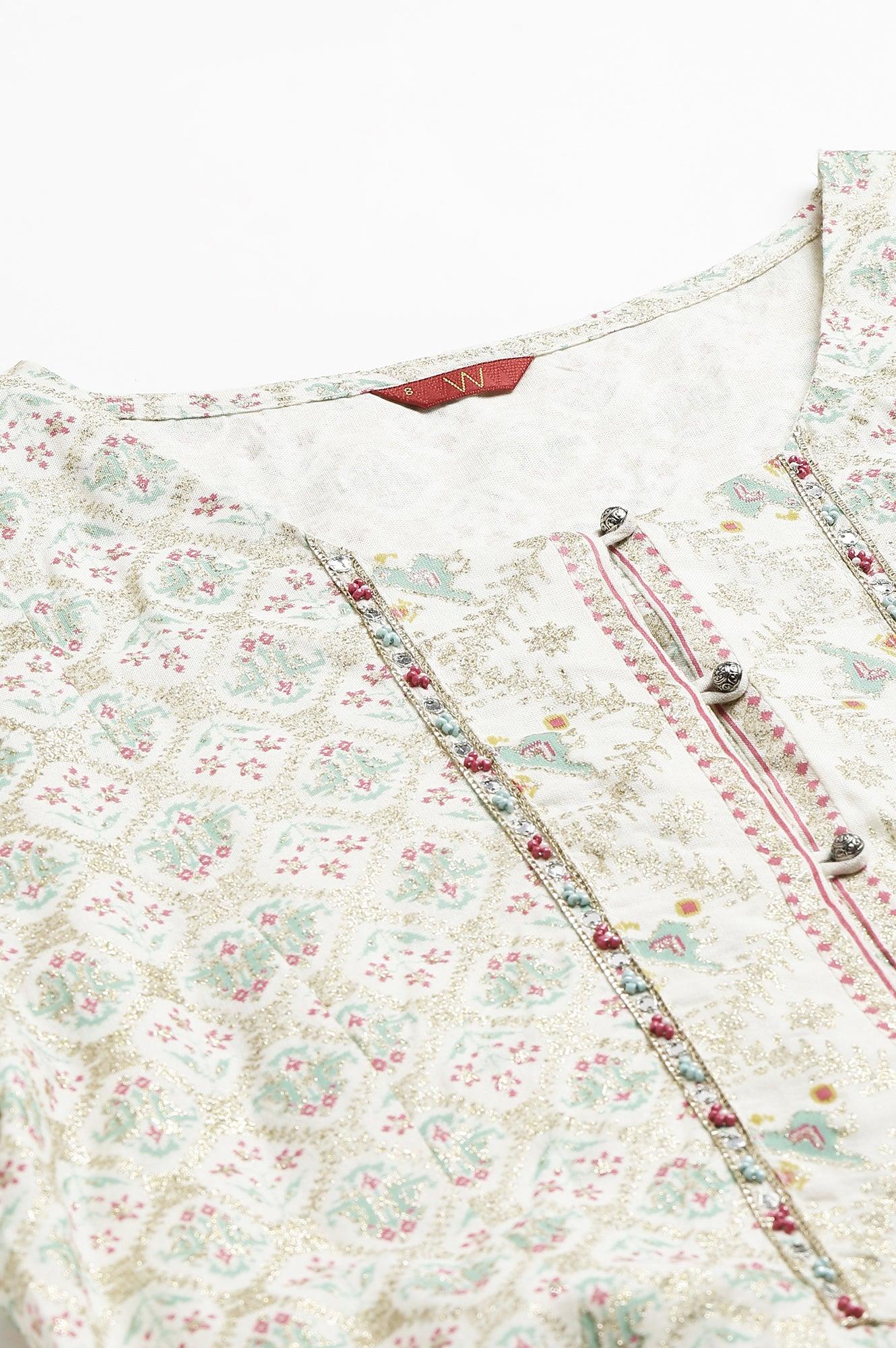 Ecru Festive Short kurta And Sharara Set - wforwoman