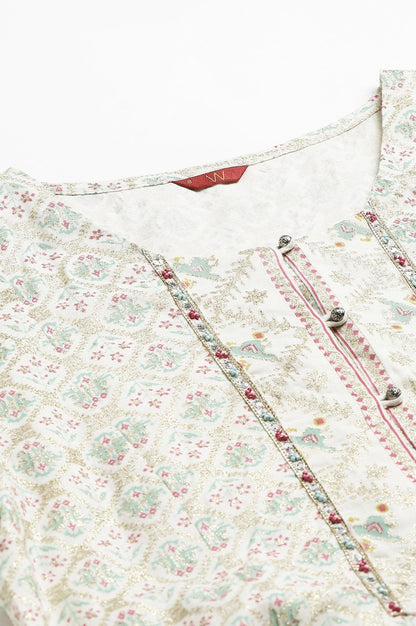 Ecru Festive Short kurta And Sharara Set - wforwoman