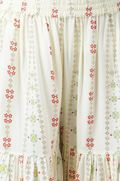 Ecru Festive Short kurta And Sharara Set - wforwoman