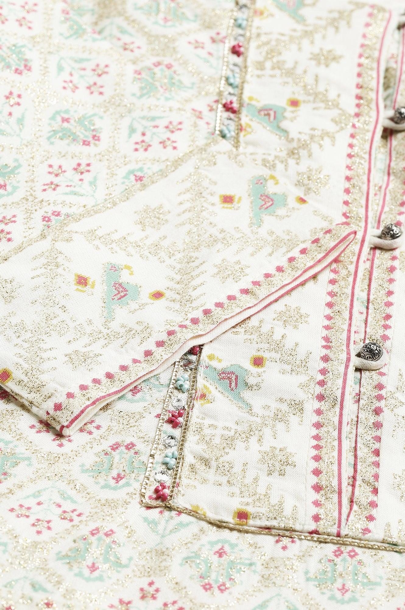 Ecru Festive Short kurta And Sharara Set - wforwoman