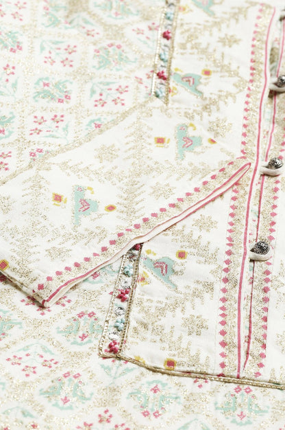 Ecru Festive Short kurta And Sharara Set - wforwoman