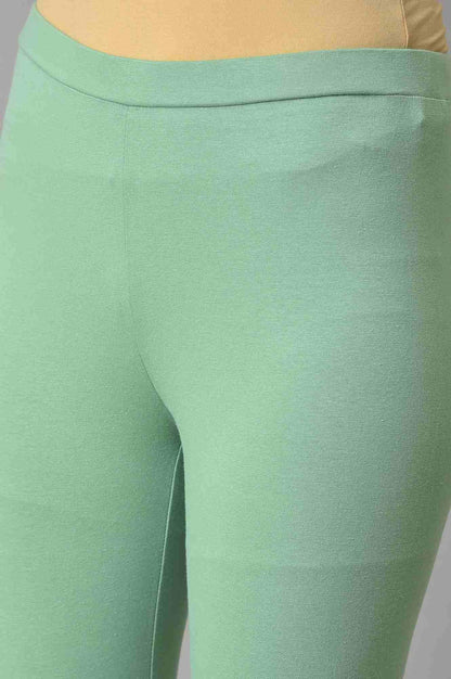 Mint Green Glitter Printed kurta And Tights Set - wforwoman