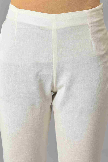 Mint Green Glitter Printed Asymmetrical kurta And Ecru Slim Pants Set - wforwoman