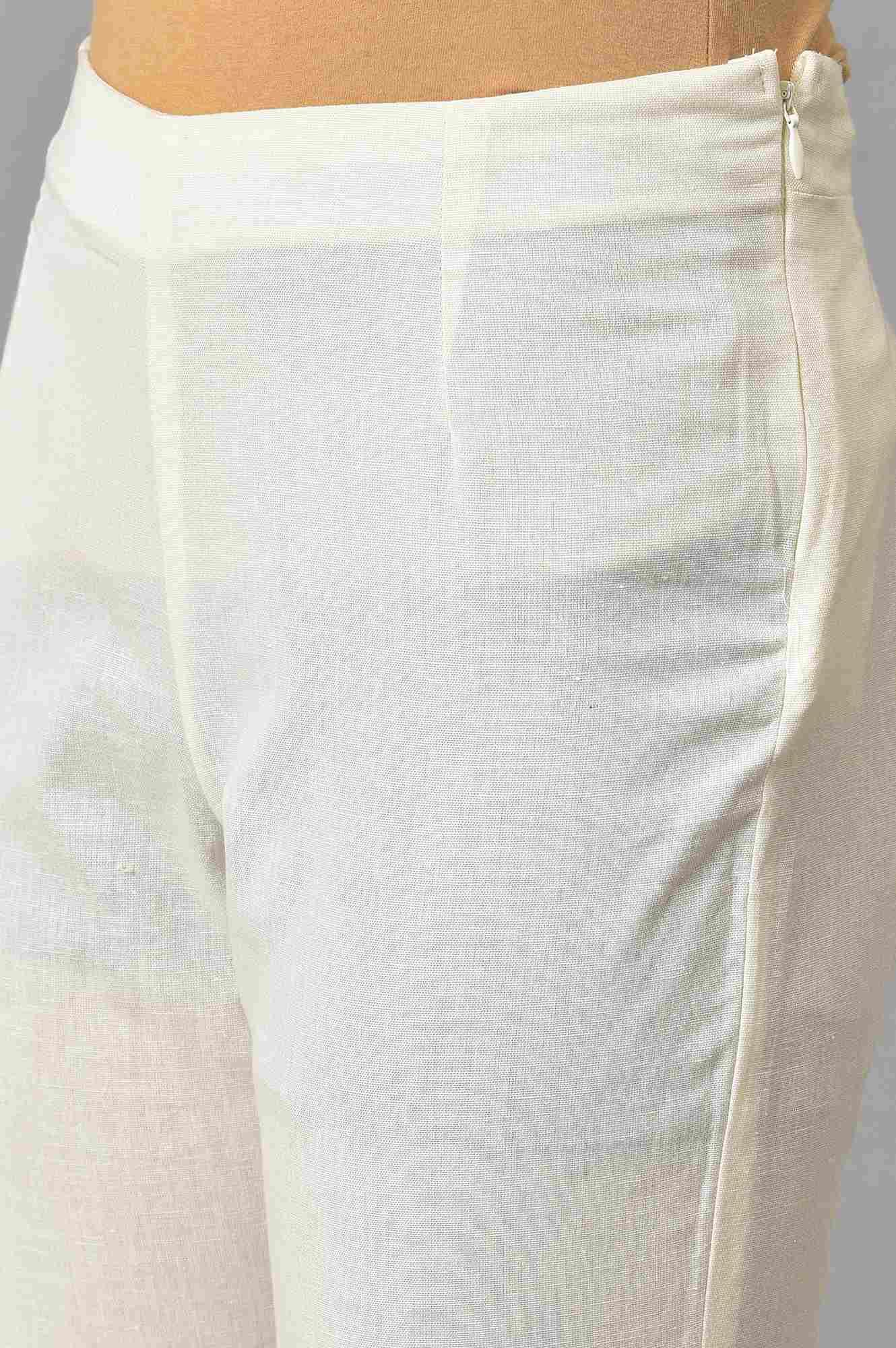 Mint Green Glitter Printed Asymmetrical kurta And Ecru Slim Pants Set - wforwoman